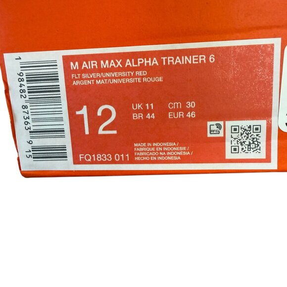 Nike air max alpha trainer 6 silver and red athletic sneakers men's size 12 - Picture 13 of 13